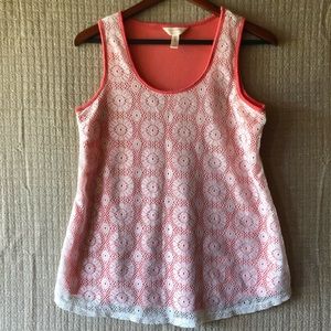Three Seasons Maternity Coral Dressy Lace Tank